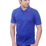 Modern Blue Cotton Solid Polo T-Shirt For Men