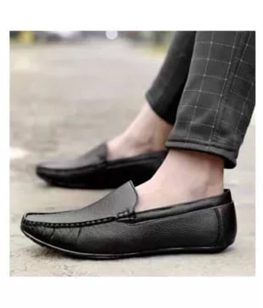 Modern Black Solid Synthetic Leather Casual Loafers For Men