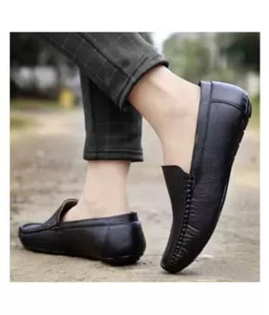 Modern Black Solid Synthetic Leather Casual Loafers For Men
