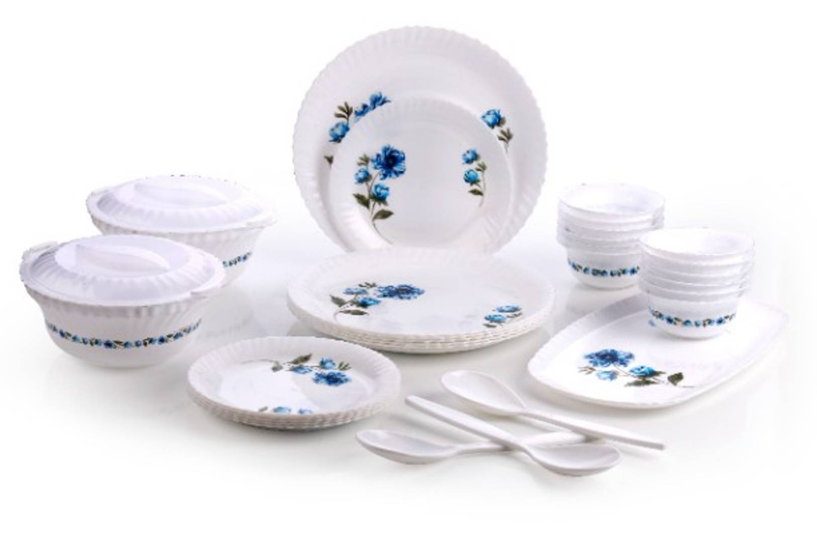  Exclusive and Microwave Safe, Plastic Printed Round Flourish Dinner Set of 36 Pieces