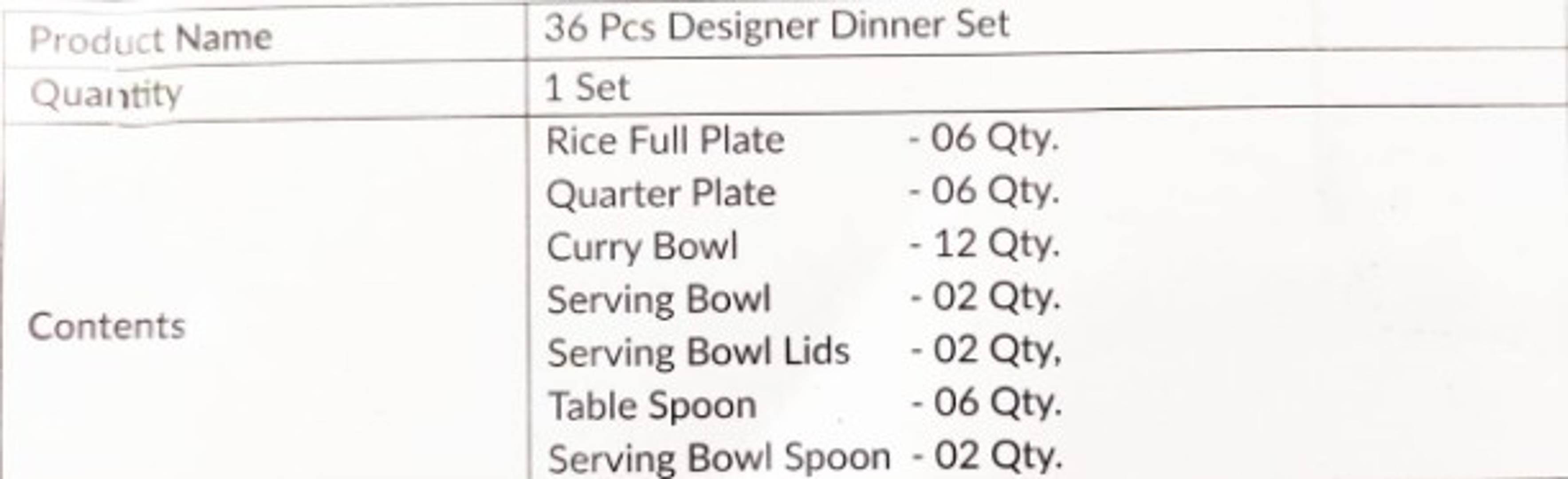  Exclusive and Microwave Safe, Plastic Printed Round Flourish Dinner Set of 36 Pieces