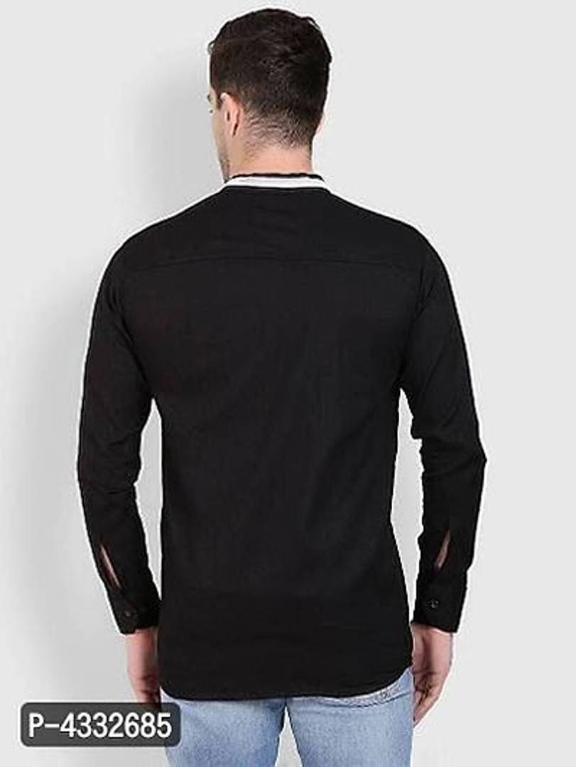 STYLEROAD Stylish Cotton Black Solid Long Sleeves Regular Fit Shirt For Men