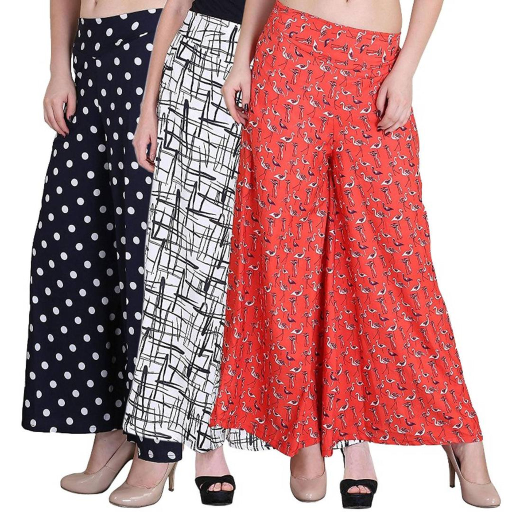 Women's Beautiful and Stylish Multicoloured Crepe Trousers (Pack of 3)