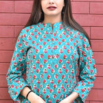 Stylish Rayon Turquoise Printed Top For Women