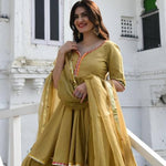 Stylish Cotton Half Sleeve Kurta With Sharara With Dupatta Set
