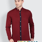 STYLEROAD Stylish Cotton Maroon Solid Long Sleeves Regular Fit Shirt For Men