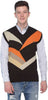 Stylish Coffee Striped Wool Sleeveless V-neck Sweater