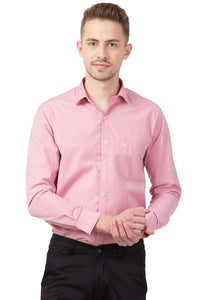 Men's Pink Blend Cotton Solid Long Sleeve Regular Fit Formal Shirt