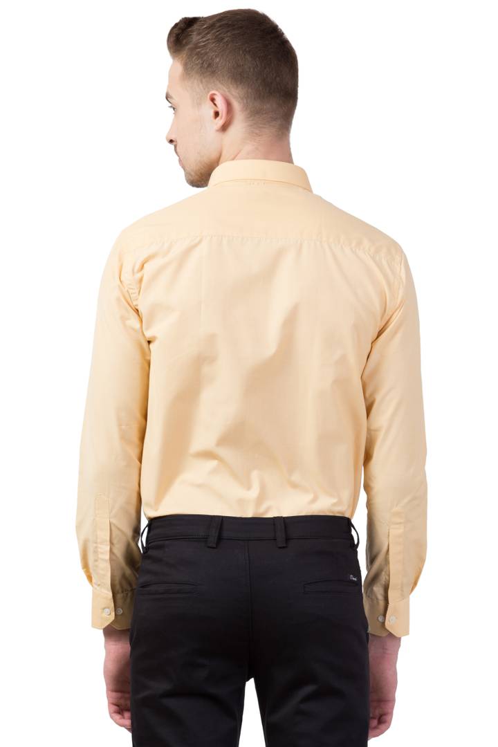 Men's Yellow Blend Cotton Solid Long Sleeve Regular Fit Formal Shirt