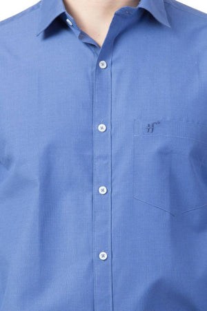 Men's Blue Blend Cotton Solid Long Sleeve Regular Fit Formal Shirt