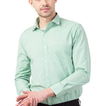 Men's Green Blend Cotton Solid Long Sleeve Regular Fit Formal Shirt