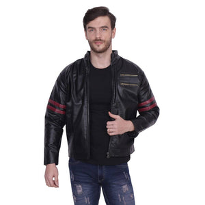 High Quality Solid Faux Leather Jacket For Men