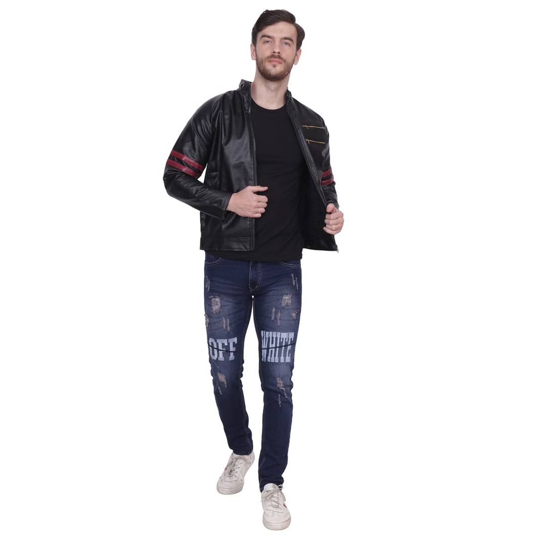 High Quality Solid Faux Leather Jacket For Men