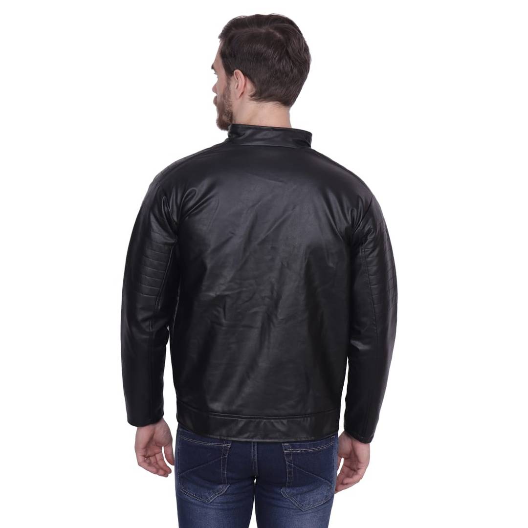 High Quality Solid Faux Leather Jacket For Men