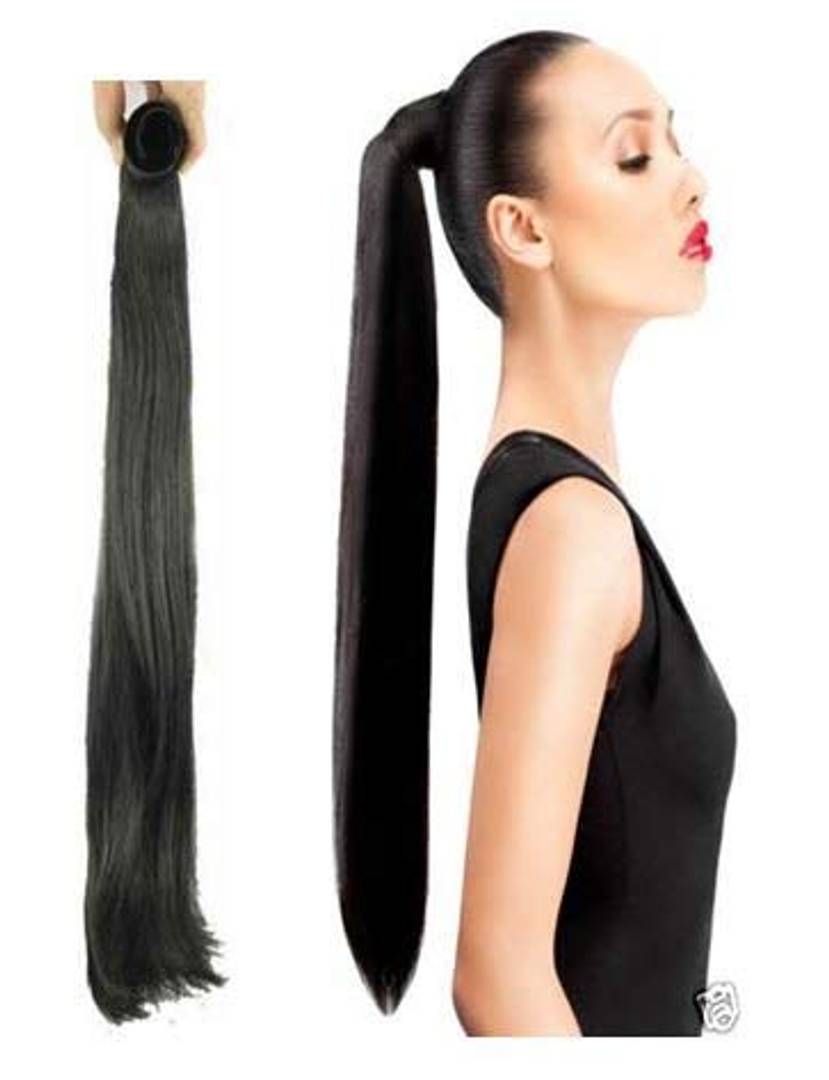 Around Wrap Ponytail Hair Extensions For Girls And Women For Casual And All Function Wear, Black, Pack Of 1