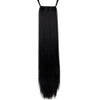 Tie Up Ponytail Human Hair Extensions With Ribbon Binding Comb Clip In Long Straight Pony Tail For Women, 20 Inch-Black
