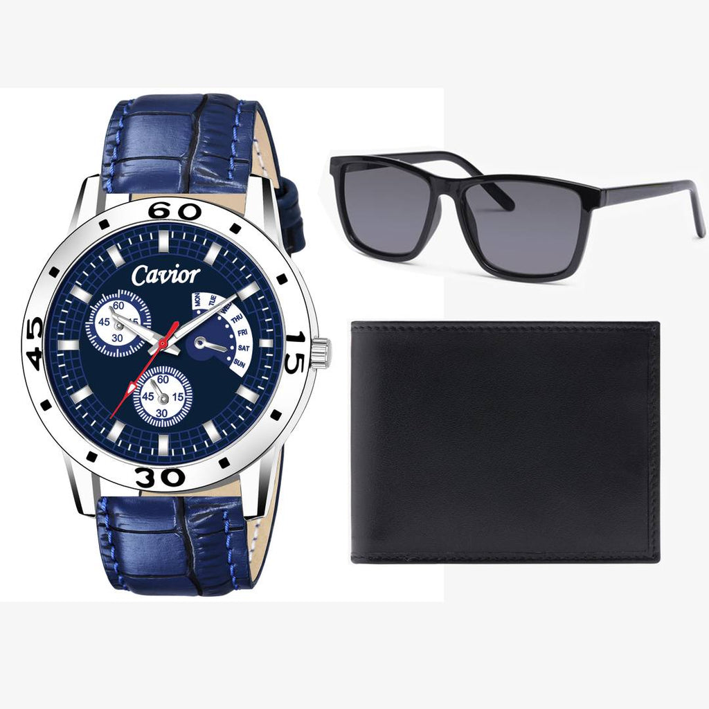 Stylish and Trendy Synthetic Starp Analog Watch with Sunglass & Wallet (Combo)