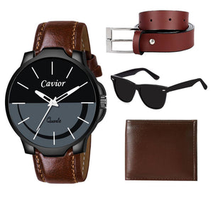 Stylish and Trendy Synthetic Starp Analog Watch with Sunglass, Belt & Wallet (Combo)