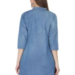 Elegant Denim Blue Casual Top For Women