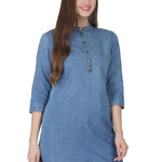 Elegant Denim Blue Casual Top For Women