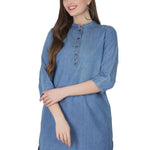 Elegant Denim Blue Casual Top For Women