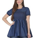 Elegant Denim Blue Casual Top For Women