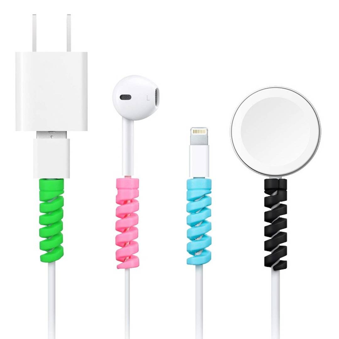 Spiral Charger Cable Protector Data Cable Saver Charging Cord Protective Cable Cover (4 Pieces)