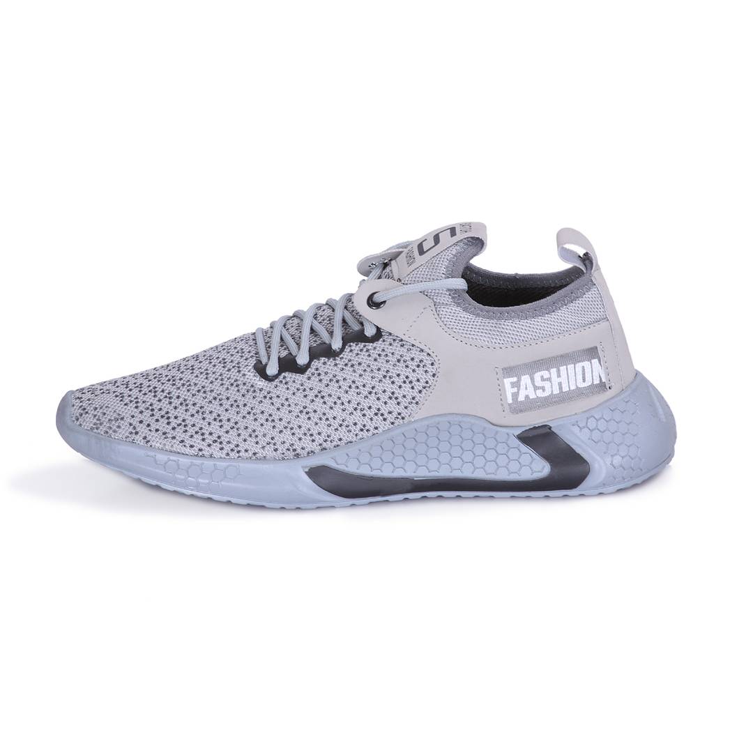 Men's Stylish and Trendy Grey Self Design Mesh Casual Sports Shoes