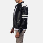 Branded High Quality Black & White Plain Faux Leather Jacket For Men's & Boy's