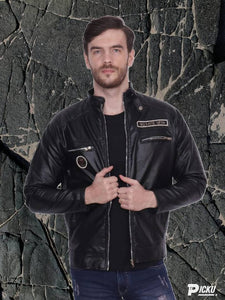 Branded High Quality Black bok patch Faux Leather Jacket For Men's & Boy's