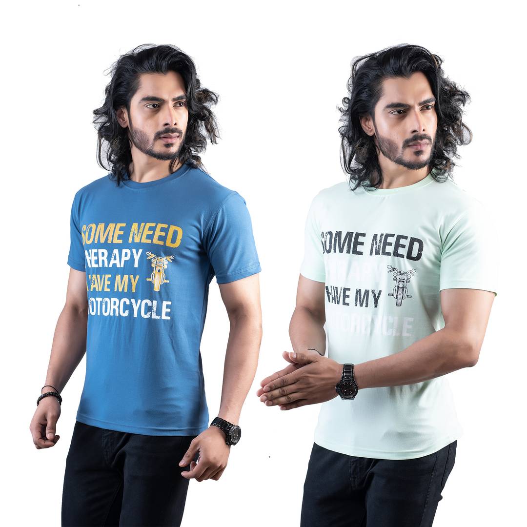 Pack Of 2 Printed Cotton Round Neck Tees