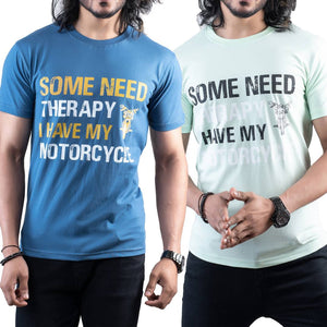 Pack Of 2 Printed Cotton Round Neck Tees