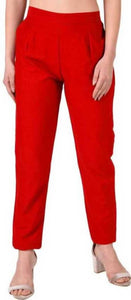 Stylish Cotton Flex Solid Straight Pant For Women