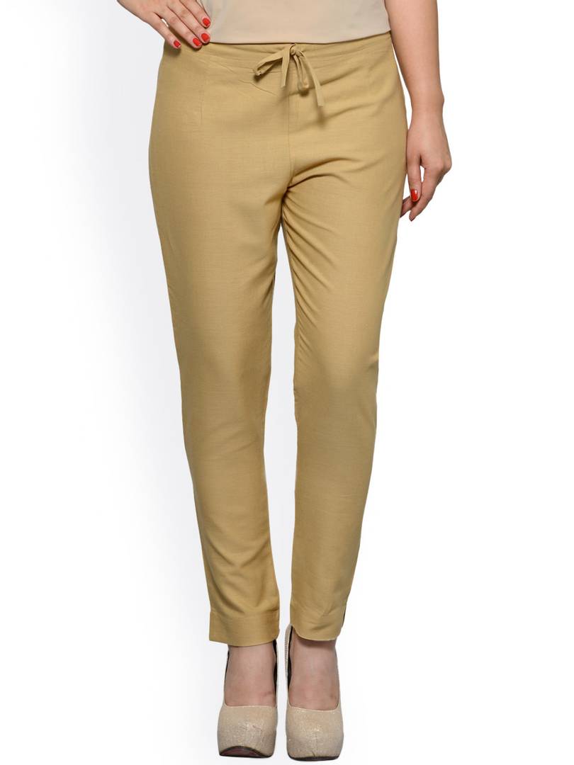 Stylish Black & Khaki Cotton Flex Trouser For Women ( Pack Of 2 )