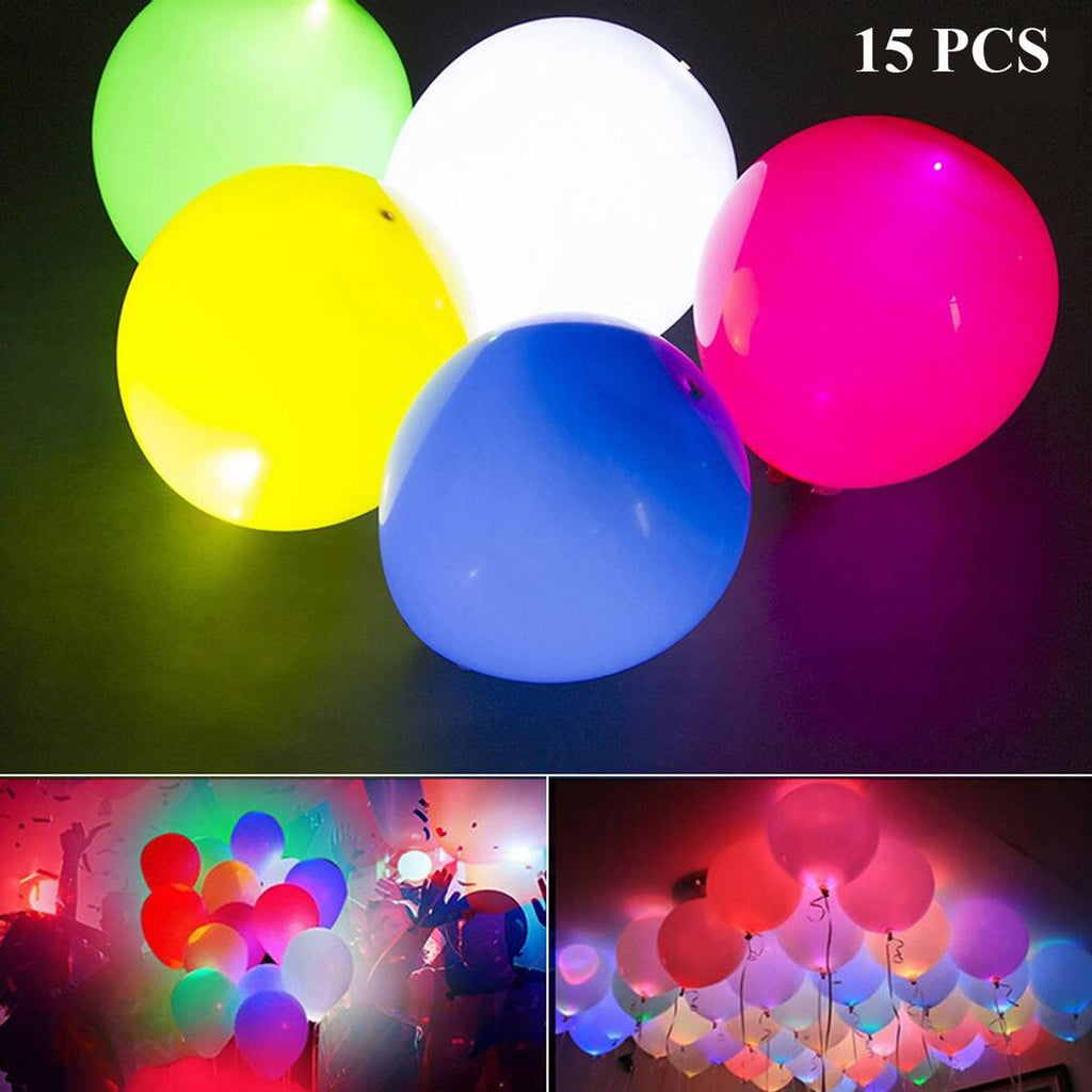 15 Pcs. Multicolor LED Balloons for Party, Festival Celebrations, Diwali Decoration (Assorted)
