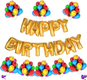 Party Happy Birthday Celebration decoration Golden Foil + 50 Mix Balloons