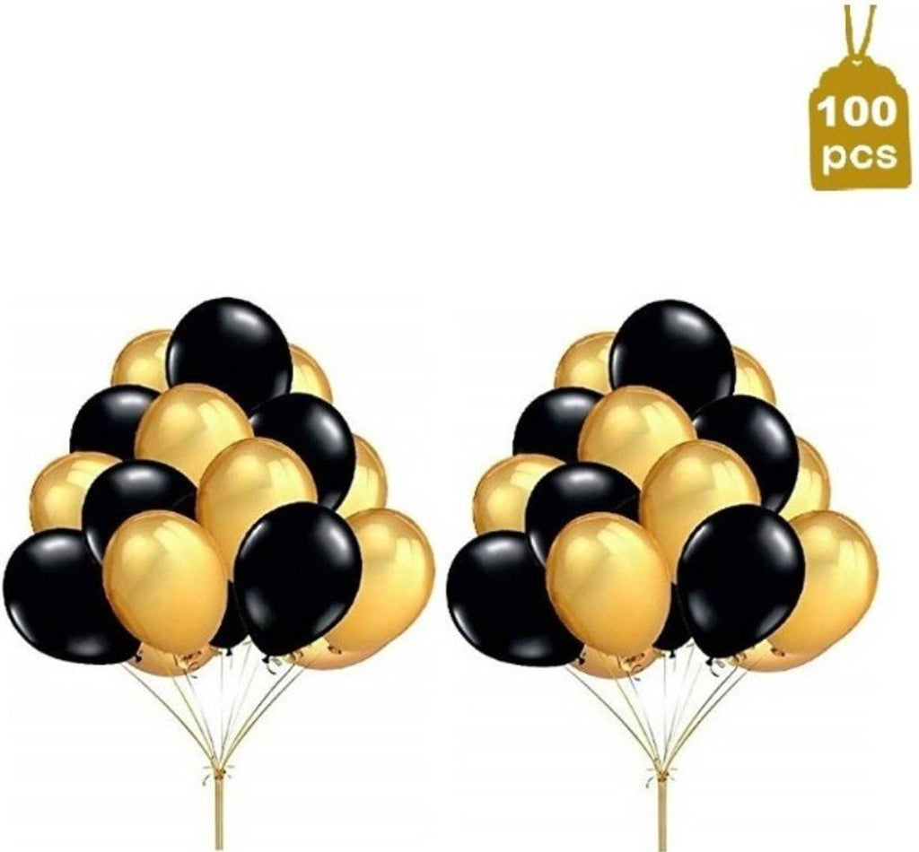 50Pieces (25Black + 25 Gold) Latex Rubber Balloons Decoration Celebration for Happy Birthday Anniversary Baby Shower Congrats Festival