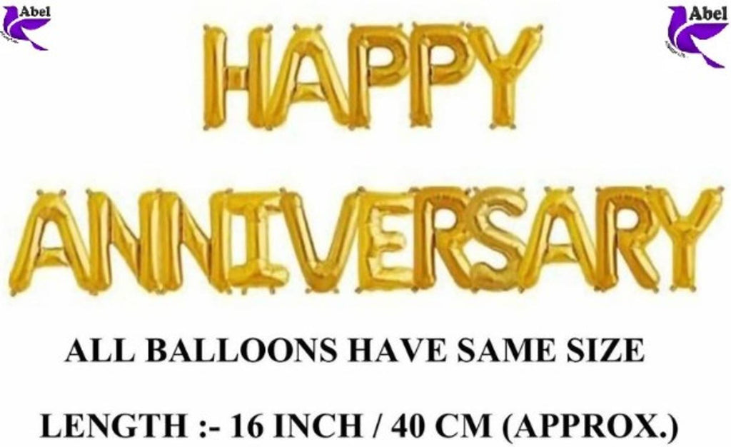 16Letters Golden Happy Anniversary Letter Balloons Decoration Celebration for Happy Anniversary