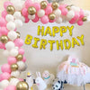 50Pieces (Pink + White + Gold) 13Letters Golden Happy Birthday Letter Balloons Decoration Celebration for Happy Birthday