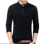 Trendy Solid Cotton Mandarin T-Shirt For Men