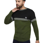 Striped Black Synthetic Long Sleeves Turtle Neck  Sweaters