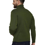Solid Green Synthetic Long Sleeves Turtle Neck  Sweaters