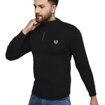 Solid Black Synthetic Long Sleeves Turtle Neck  Sweaters