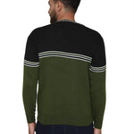 Striped Black Synthetic Long Sleeves Turtle Neck  Sweaters