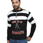 Printed Black Synthetic Long Sleeves Turtle Neck  Sweaters