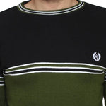 Striped Black Synthetic Long Sleeves Turtle Neck  Sweaters