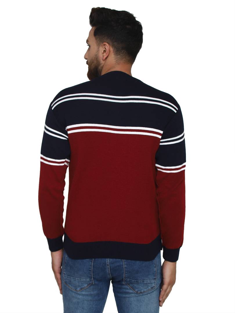 Printed Maroon Synthetic Long Sleeves Turtle Neck  Sweaters