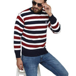 Striped Synthetic Long Sleeves Turtle Neck  Sweaters