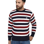 Striped Synthetic Long Sleeves Turtle Neck  Sweaters