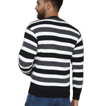 Striped Black Synthetic Long Sleeves Turtle Neck  Sweaters